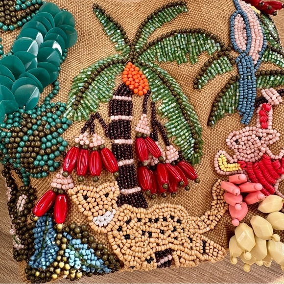 NWT Zara Beaded Mini Bucket Bag Canvas Jungle Tropical Animal 6525/310 - Picture 9 of 15